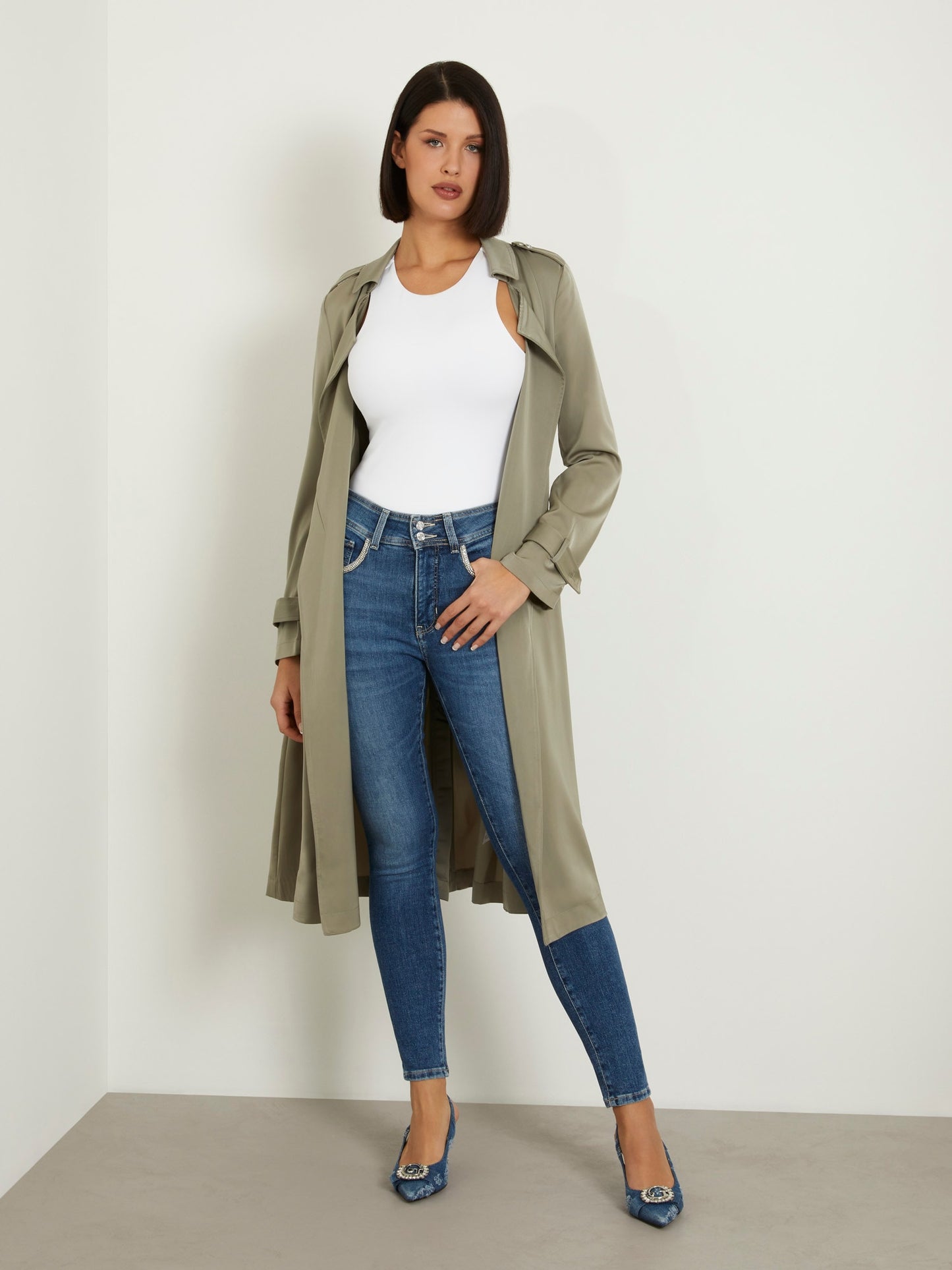 Satin classic trench
