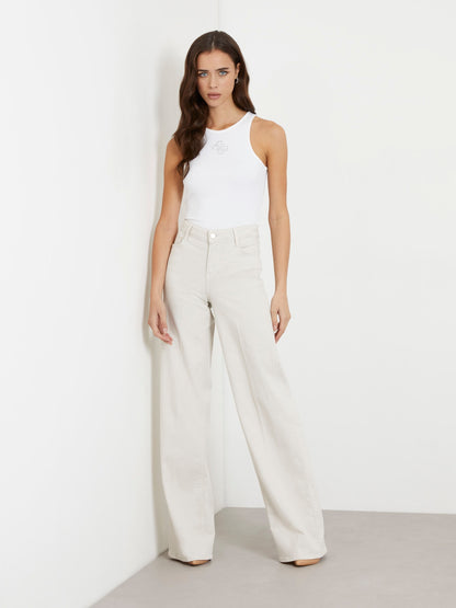 Mid rise wide leg pant