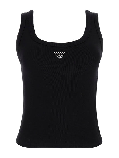 Rhinestones triangle logo tank top