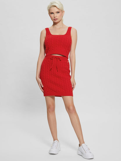 Rib knit sweater mini skirt