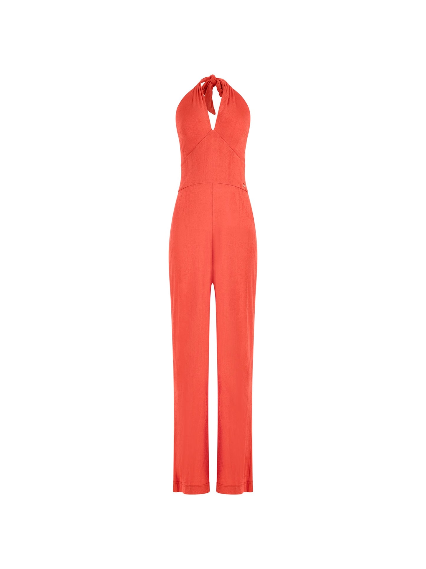 Rib shiny flare jumpsuit