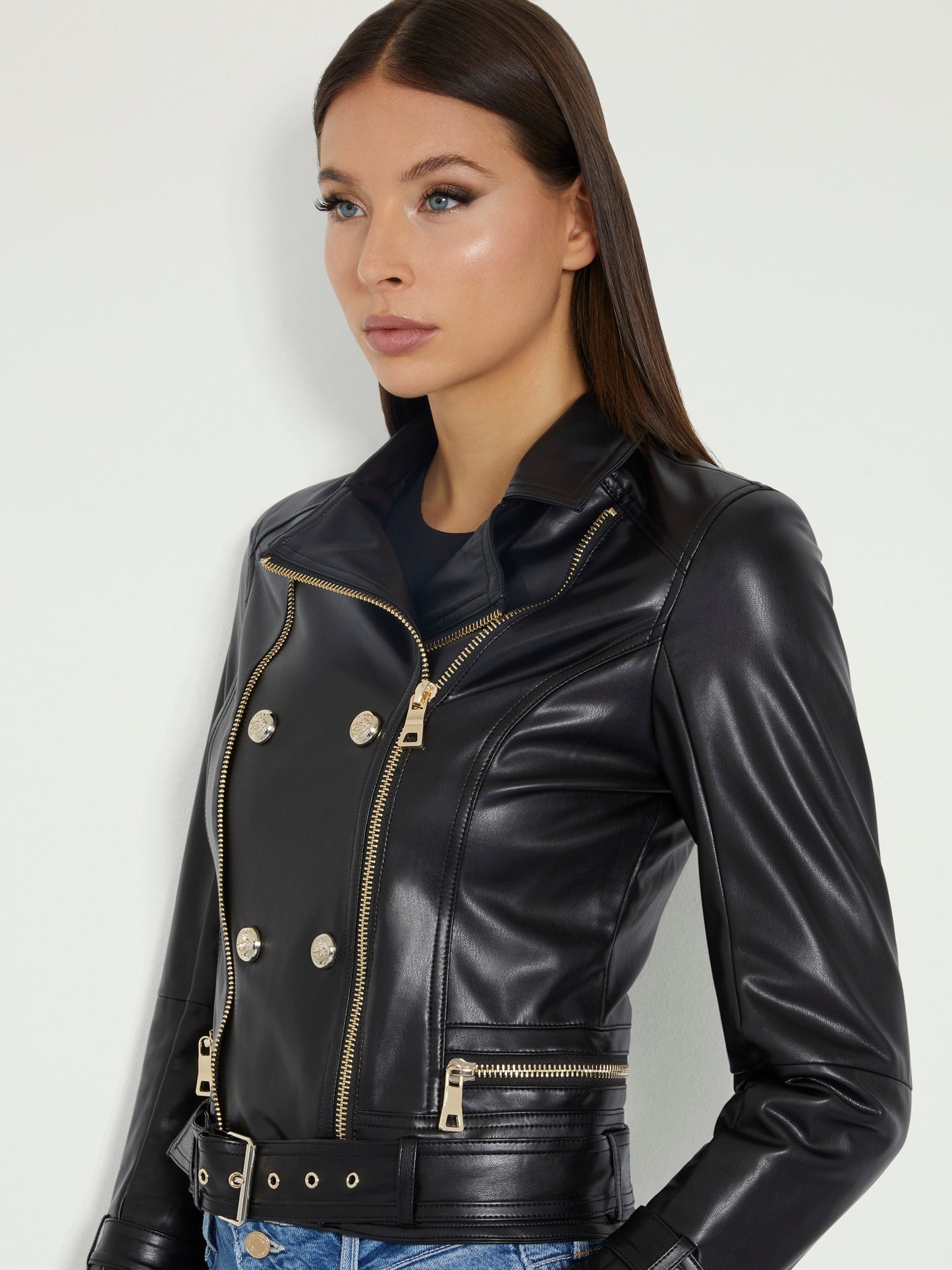 Faux leather biker jacket