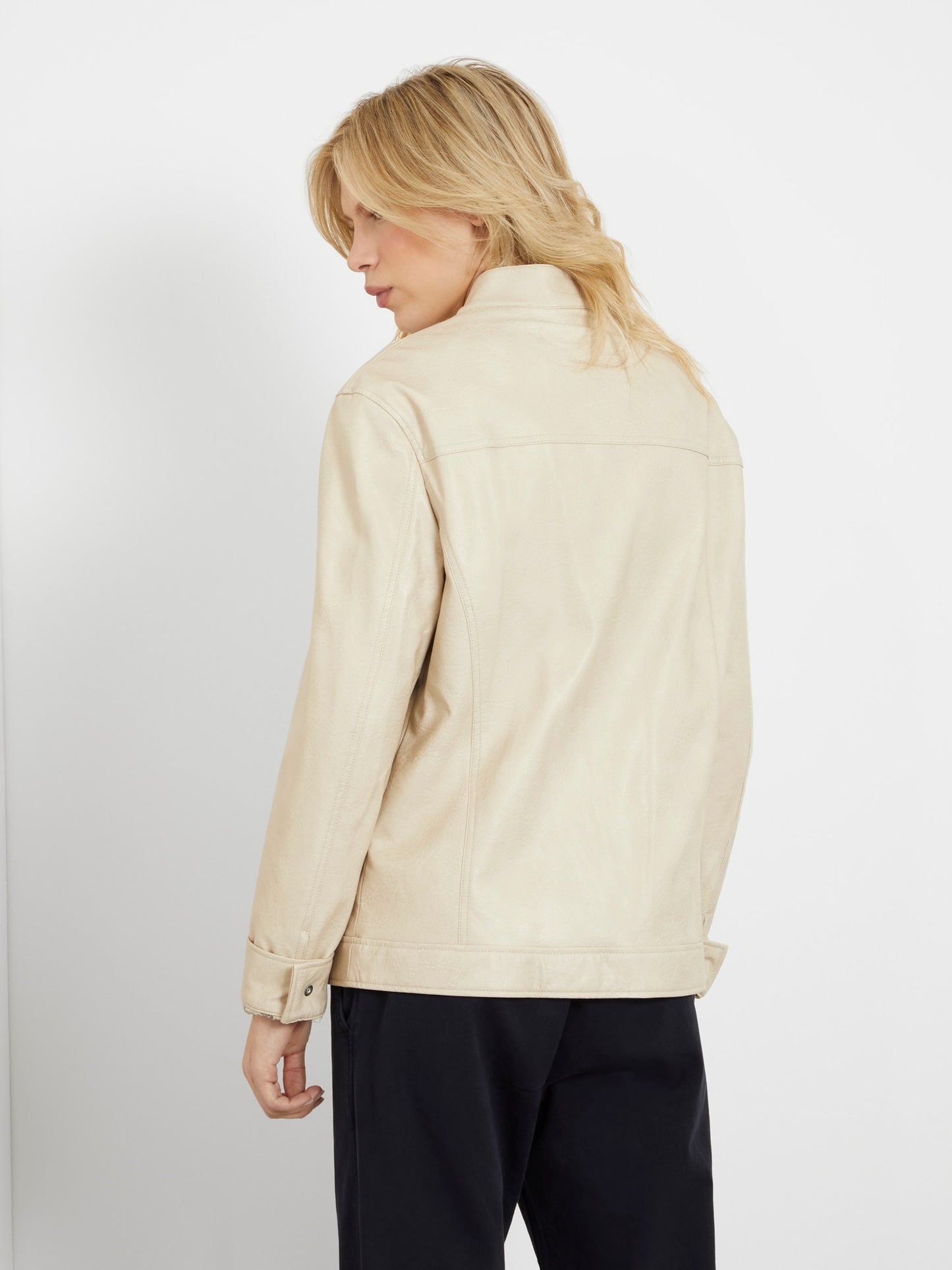 Faux leather biker