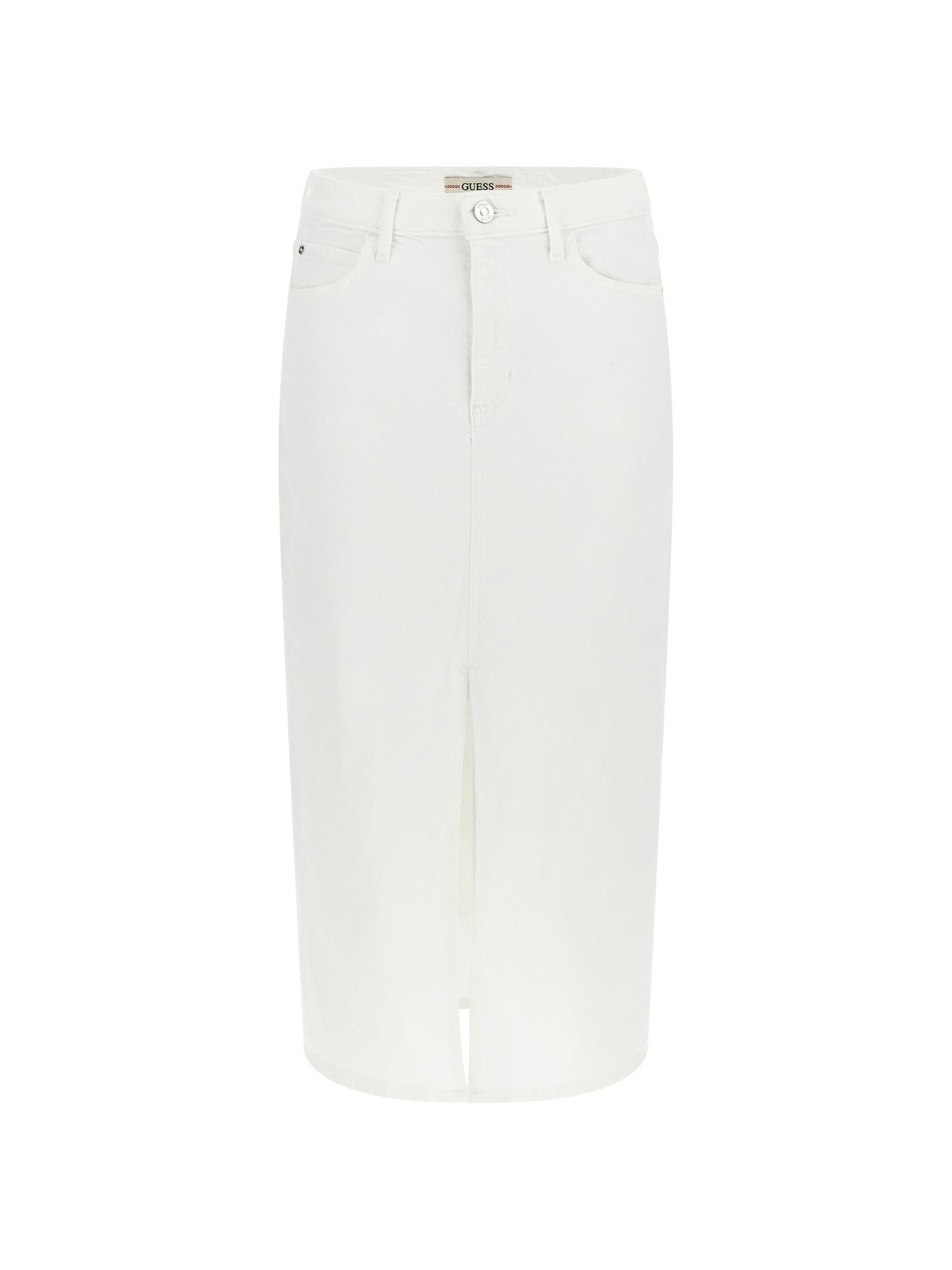 Front slit denim midi skirt