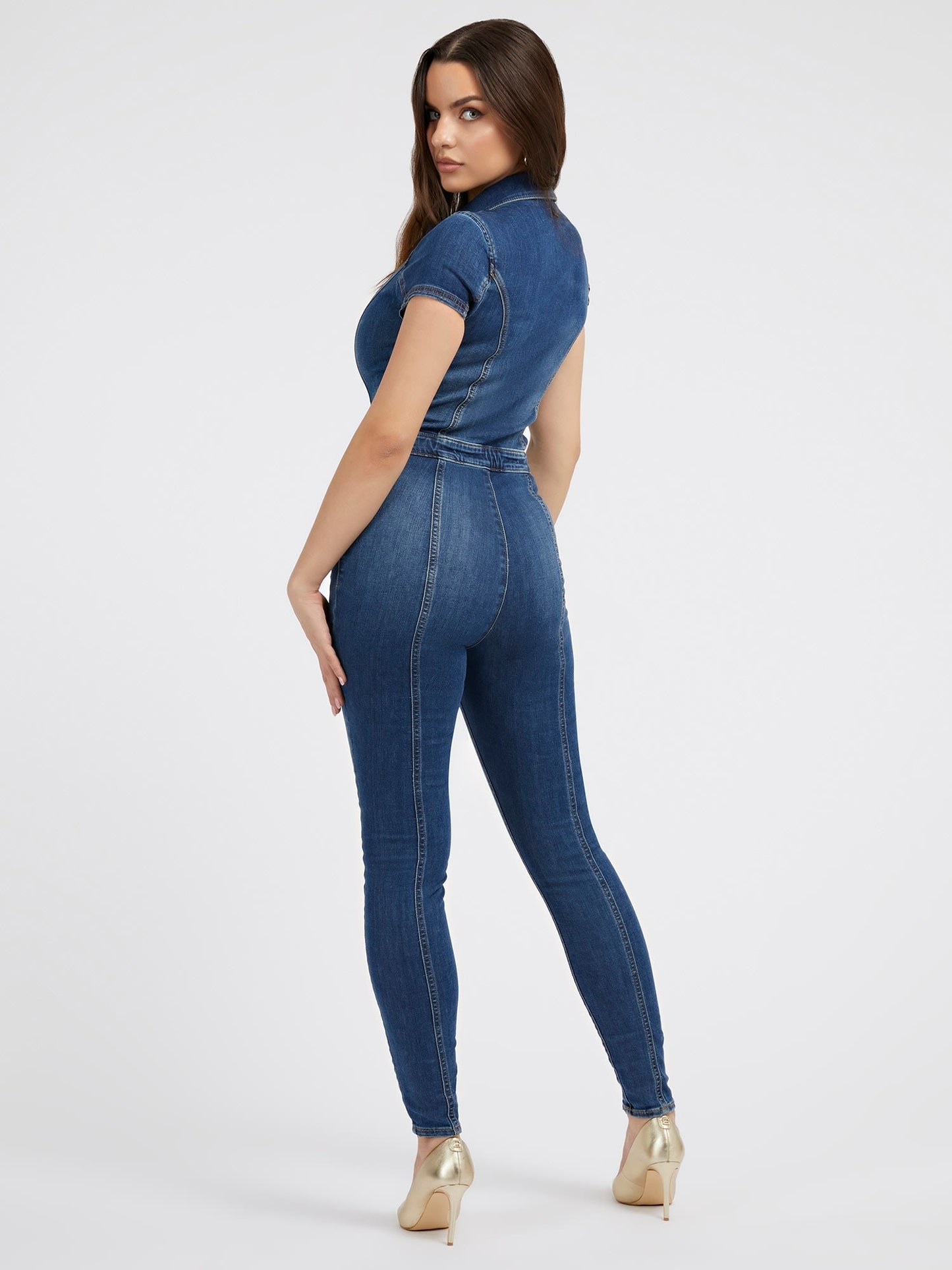 Skinny fit denim jumpsuit