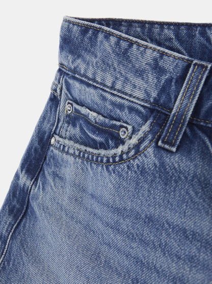 Mid rise denim shorts