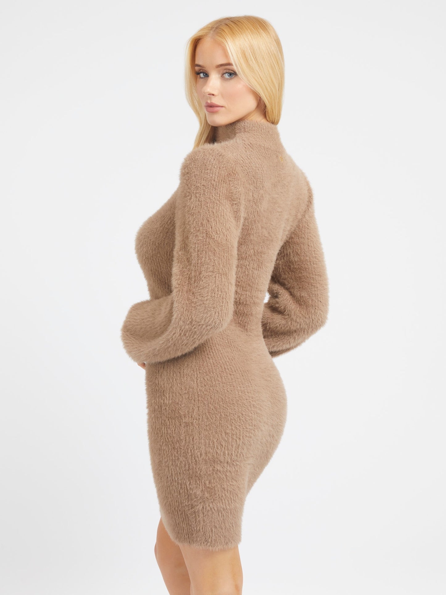 Fuzzy sweater mini dress