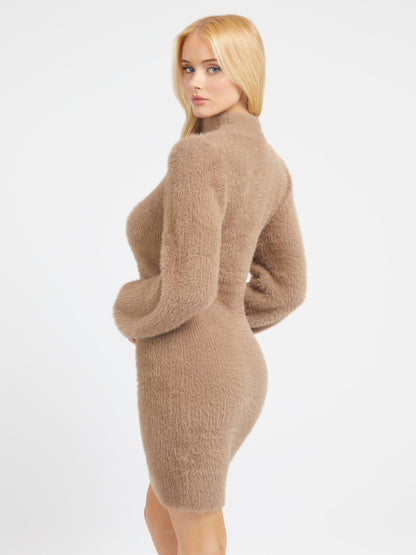 Fuzzy sweater mini dress