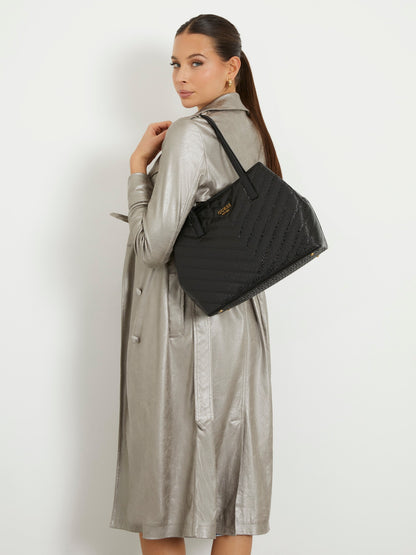 Vikky patent leather logo shopper