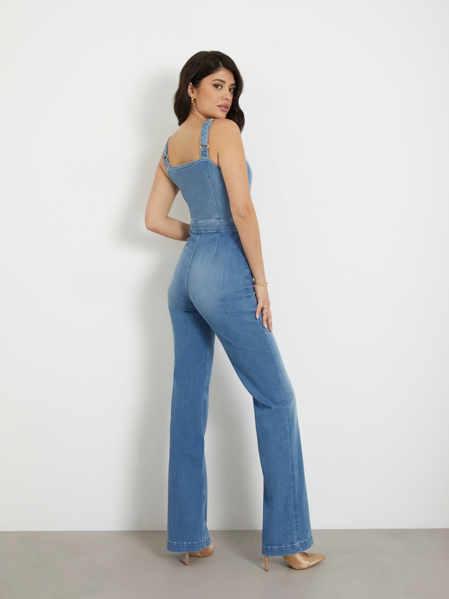 Bootcut denim jumpsuit