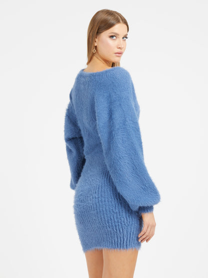 Fuzzy sweater midi dress