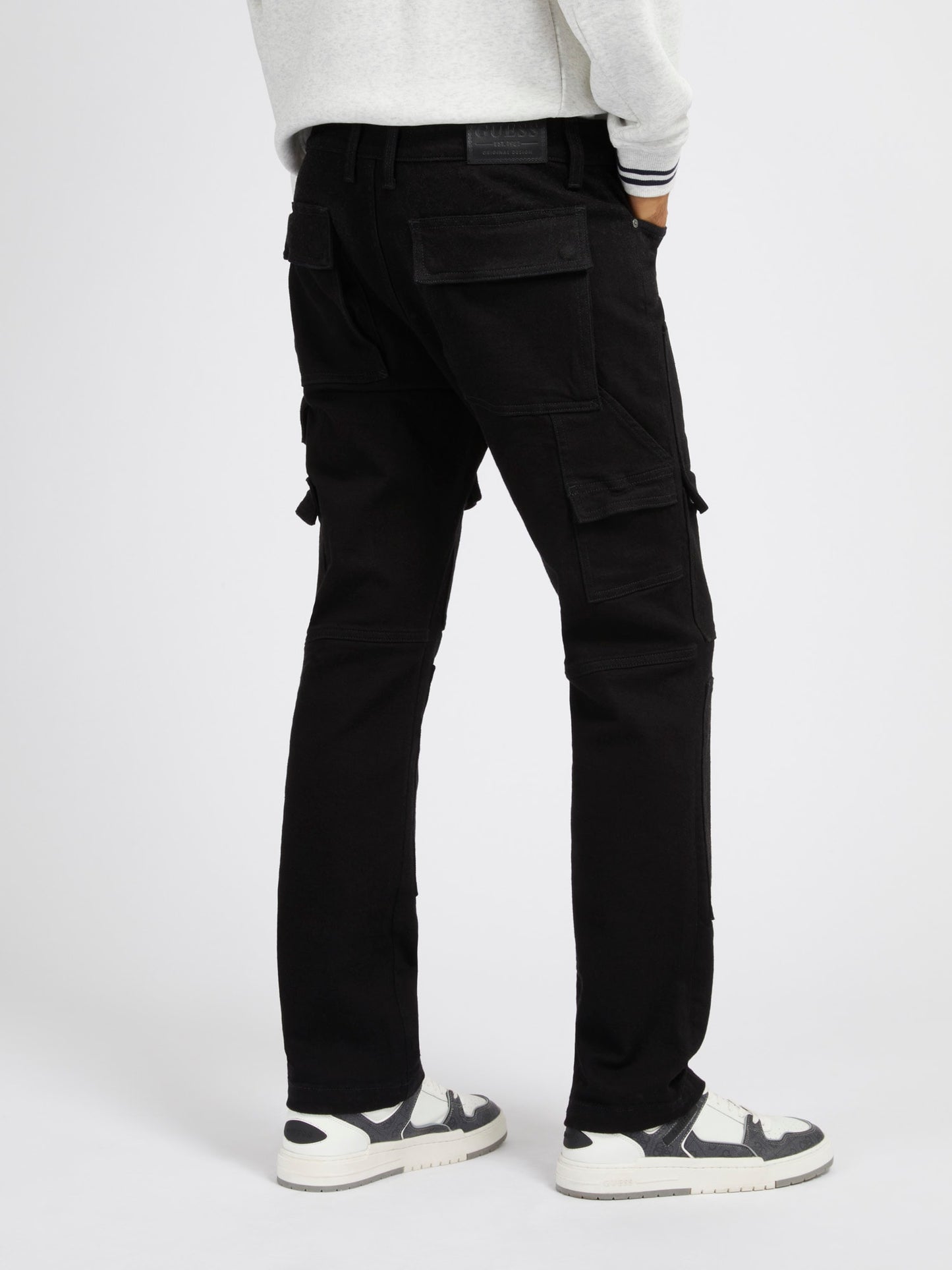 Mid rise cargo denim pant