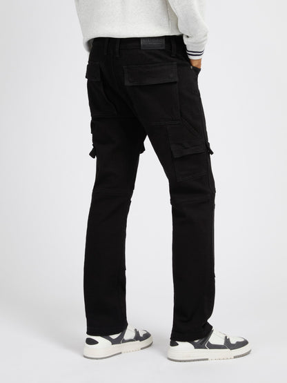 Mid rise cargo denim pant