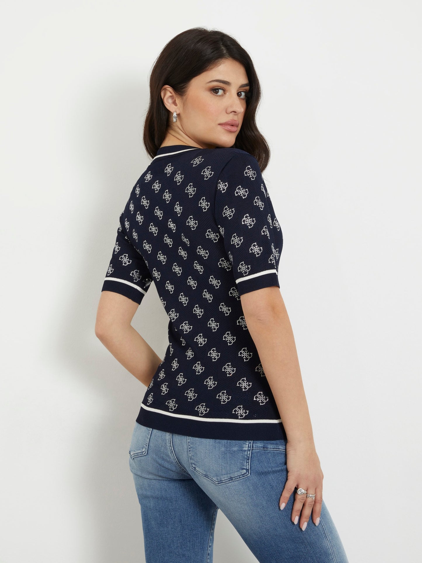 Rhinestones logo sweater top
