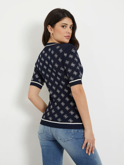 Rhinestones logo sweater top