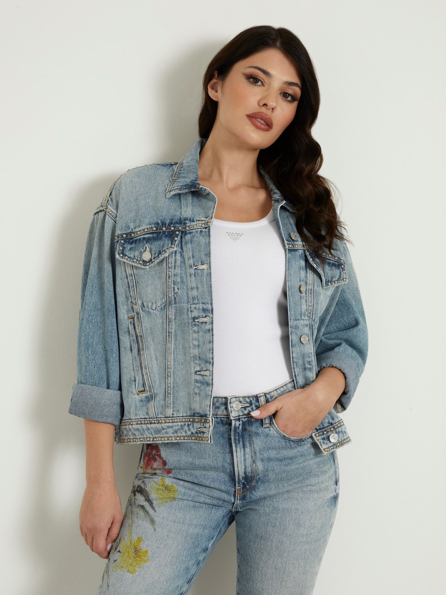Back print denim jacket