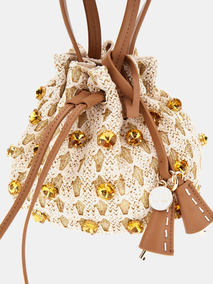 Loreny raffia bucket bag