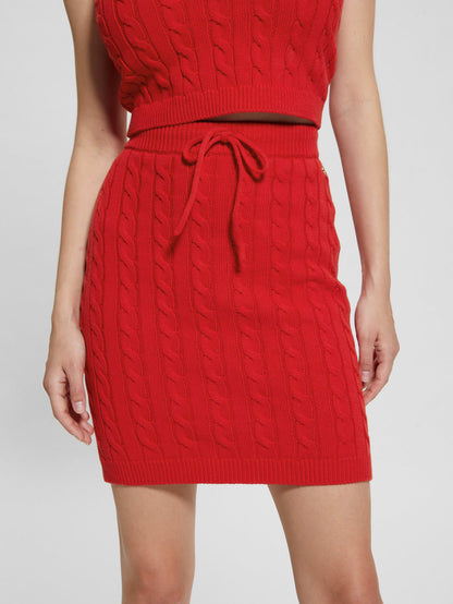Rib knit sweater mini skirt