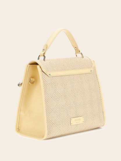 Iris leather-blend handbag