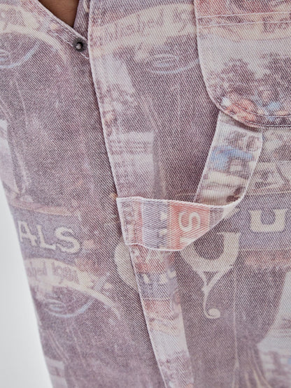 All over print carpenter denim pant