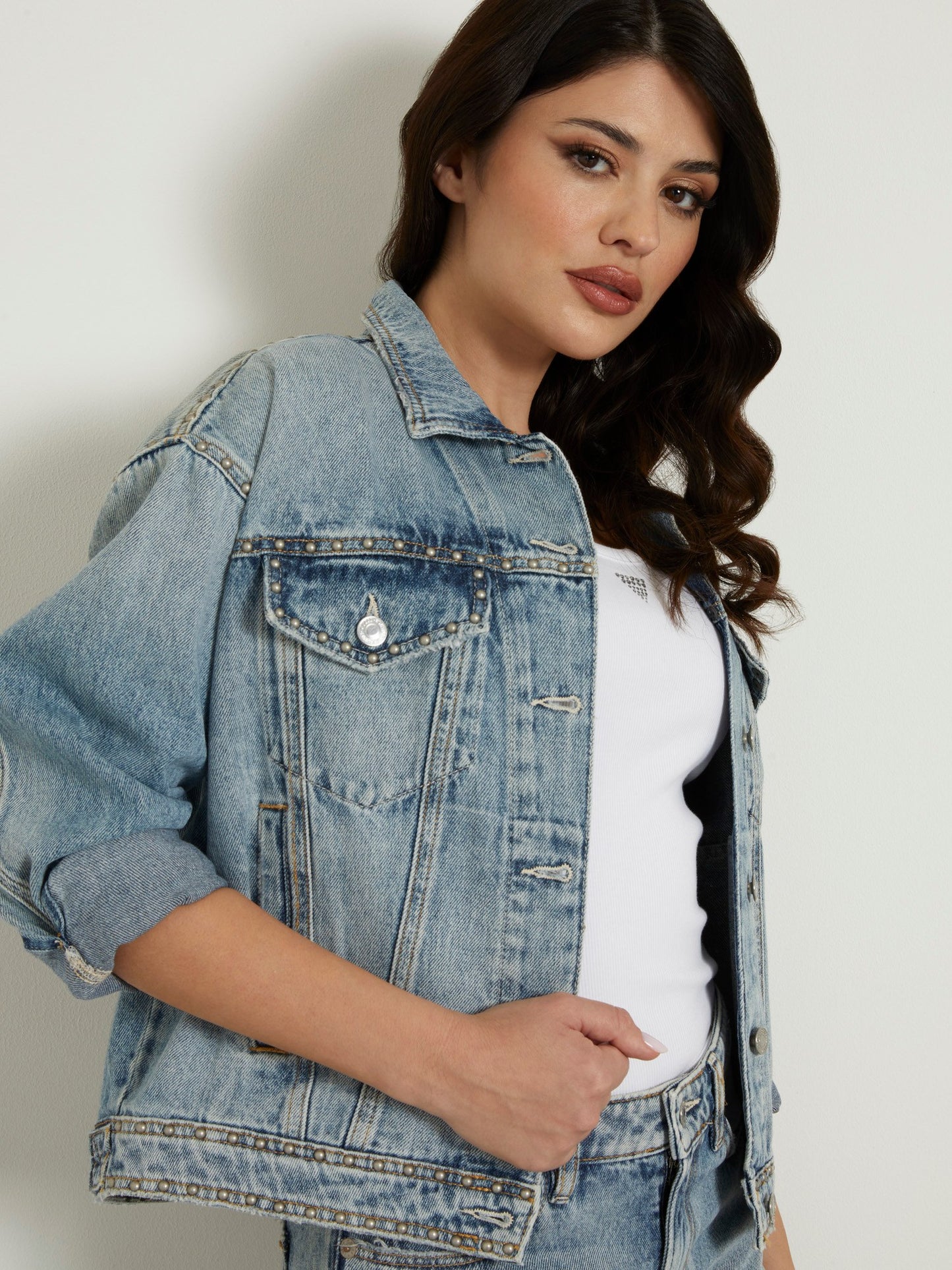 Back print denim jacket