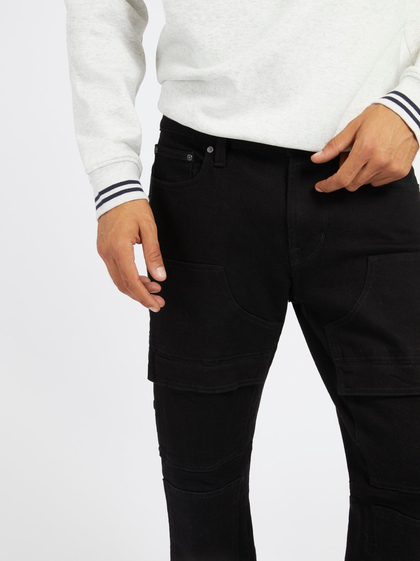Mid rise cargo denim pant