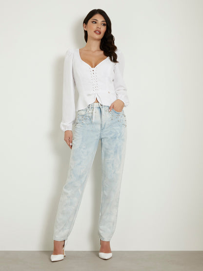 Rhinestones mom denim pant