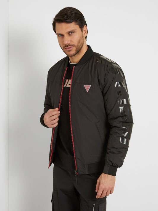 Sleeve logo print bomber
