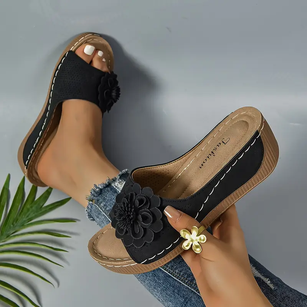 👡Comfortable Non-Slip Solid Color Open-Toe Wedge Sandals for Women🌸